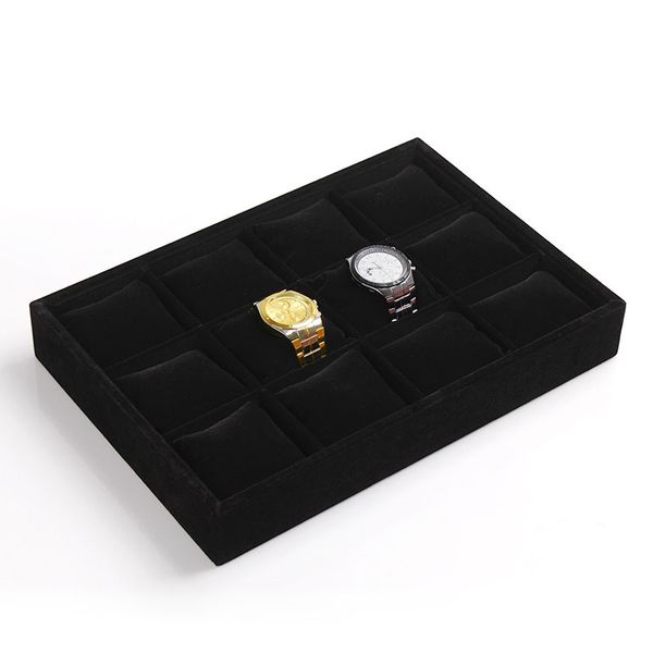 

wholesale jewelry displays Quality Black velvet 12 Booths Bracelet Bangle Watch Organizer Storage Stand Holder Tray