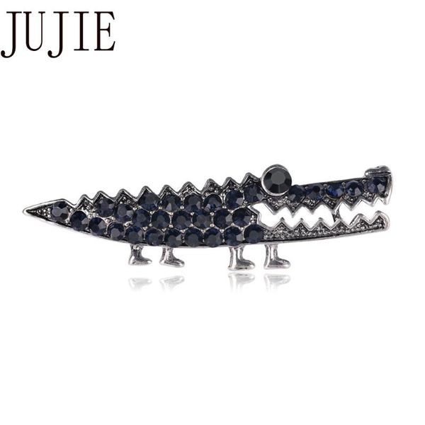 

jujie vintage crystal crocodile brooches for women 2020 female animal broches hijab pins cardigan jewelry dropshipping, Gray