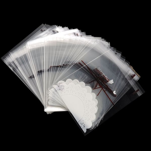

100 pcs self-adhesive, white lace, plastic bags for biscuits snack package