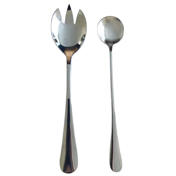 

2pcs stainless steel fork and spoon flatware cutlery salad servers dinnerware