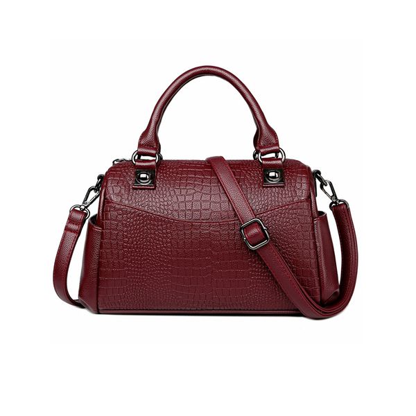 

new fashion women leather handbags and purses ladies crocodile pattern tote hand bags middle woman shoulder bag handbag black