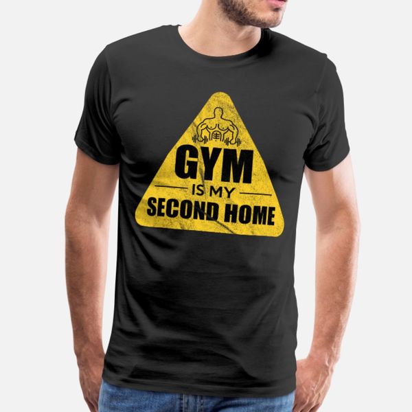 

gym is my second home bodybuilding saying gift t shirt men designer 100% cotton round collar letter famous new style spring autumn vintage
