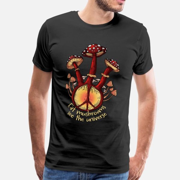 

hippie eat mushrooms see the universe t shirt men character 100% cotton o-neck clothes fitness humor spring autumn trend shirt