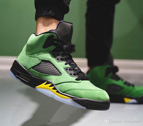

air authentic 5 se oregon ducks basketball shoes retro apple green yellow strike black jumpman reflective 5s men sports sneakers