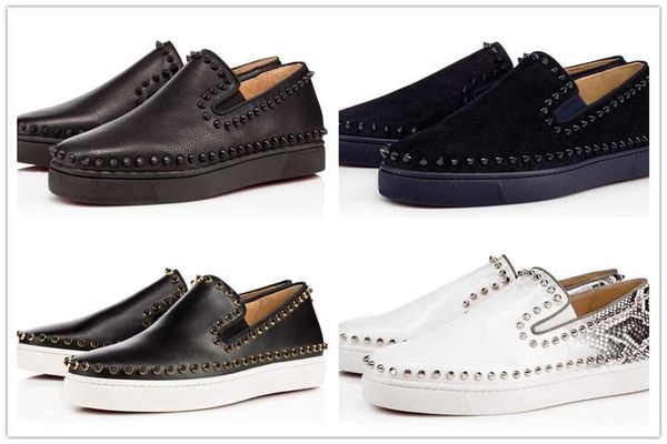 

new shoes studded spikes fashion red suede leather mens sneaker womens flat bottoms shoes party lovers size 36-47, Black