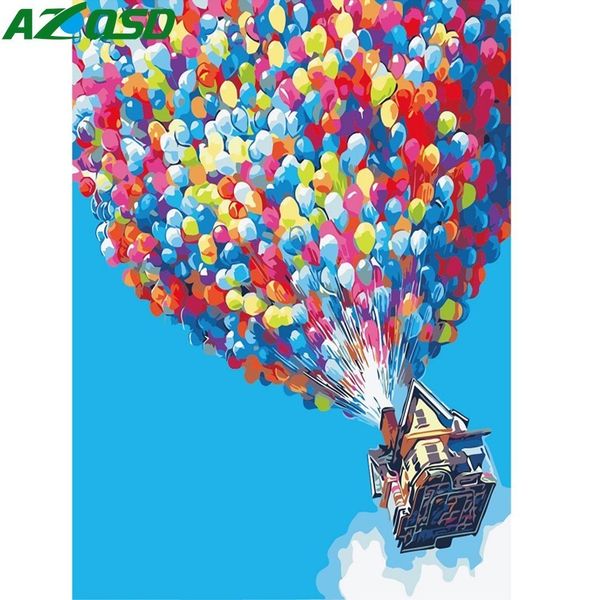 

azqsd oil painting by numbers air balloon diy paint drawing coloring canvas hand painted picture wall decor szyh6057