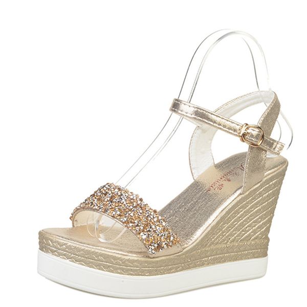 gold platform high heels