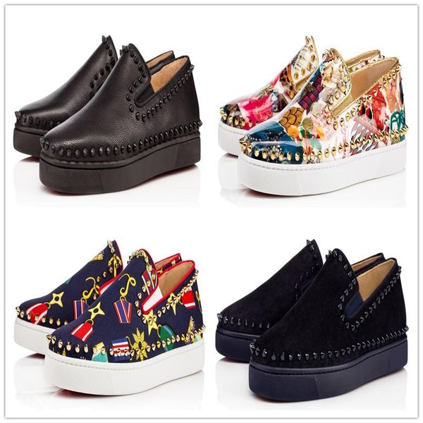 

new shoes studded spikes fashion red suede leather mens sneaker womens flat bottoms shoes party lovers size 36-47, Black