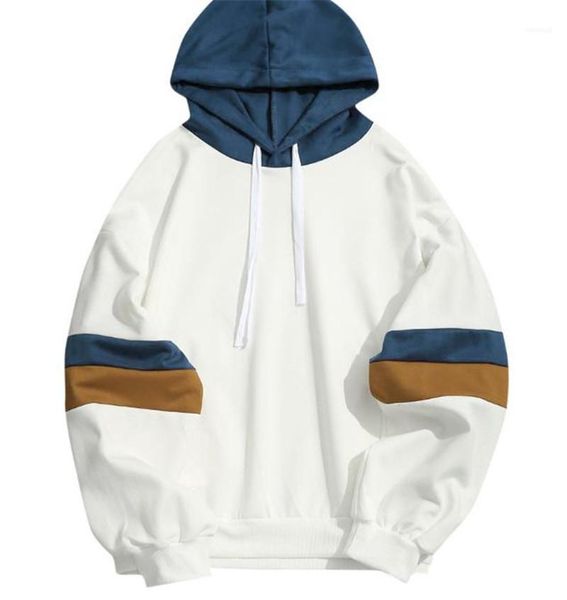 

color panelled hoodies fashion loose pullover hoodies long sleeve casual o neck hoodies men clothes mens designer, Black