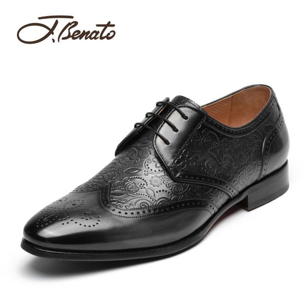 

j.benato men's shoes 2020 spring and summer new men's business formal shoes leather leather british brogue wedding s, Black