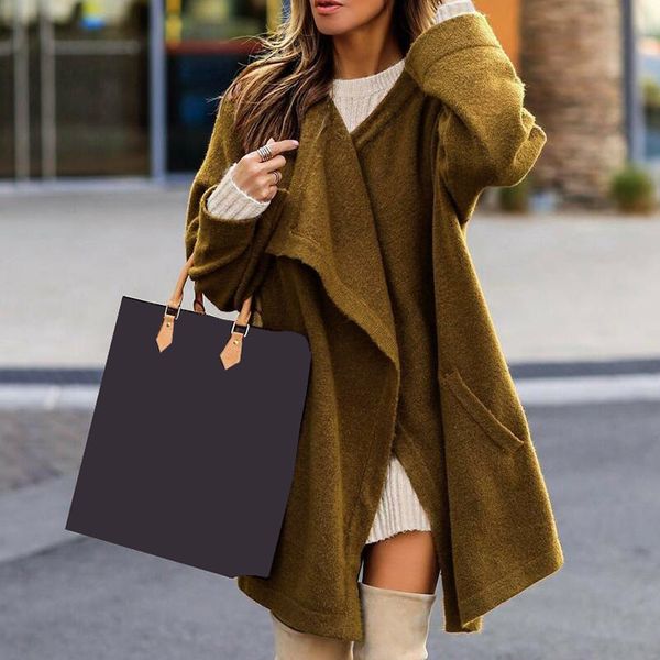 

new arrival womens loose cardigan sweater trench coat casual loose coat, Tan;black