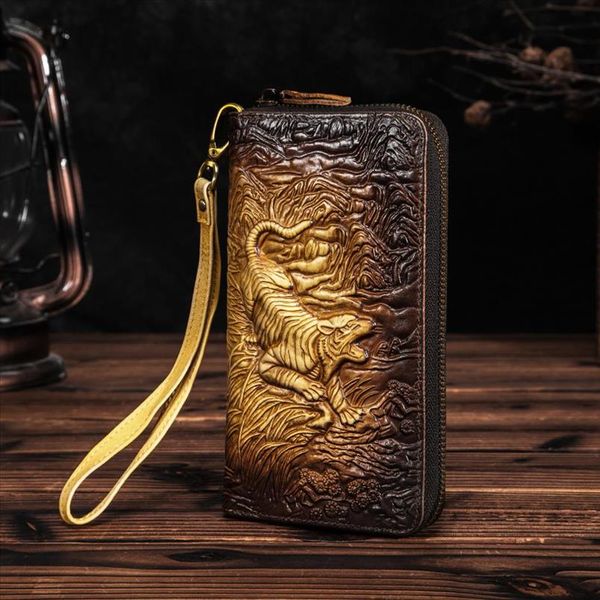 

cattle men quality leather fashion card holder checkbook zipper around organizer wallet purse design clutch handbag 1016 t, Red;black
