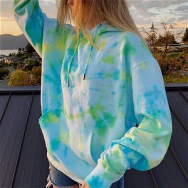

завышение стиль high street fashion кофта женщина hoode шея сыпучей одежда женская tie dye осень толстовка женщина, Black