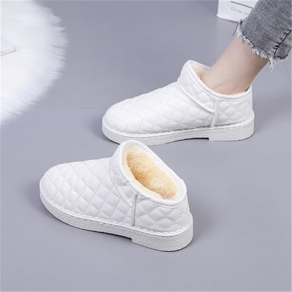 

winter fashion warm snow boots women slip on flat cotton shoes woman light waterproof ankle boots black white gold 36-40