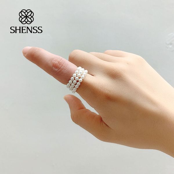 

кольцо перлы раковины эластичное кольцо 3 круги, Golden;silver