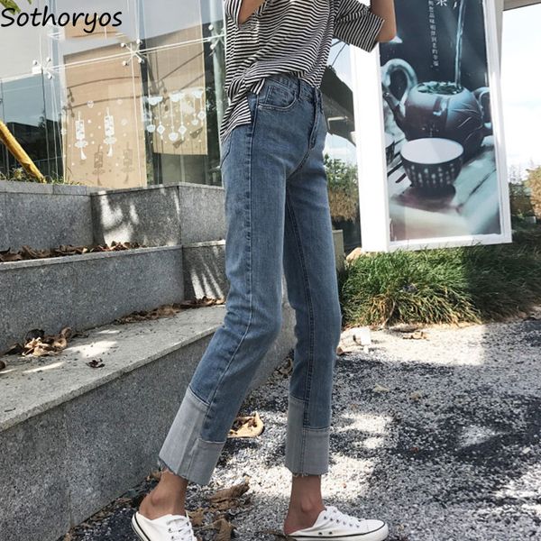 

women's jeans women patchwork harajuku straight simple all-match loose boyfriend korean style bleached vintage elegant leisure denim, Blue