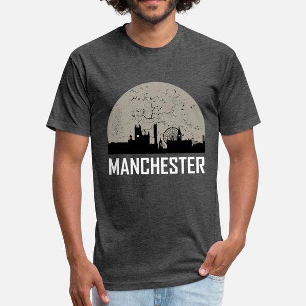 

manchester full moon skyline t shirt men character 100% cotton size s-3xl clothes gift fashion summer family shirt