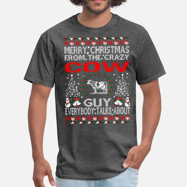 

merry christmas from cow guy ugly sweater t shirt men designer tee shirt o-neck formal anti-wrinkle breathable summer style family shirt