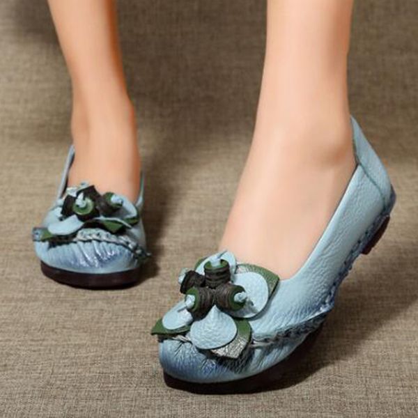 

genuine leather shoes women ballet flats summer loafers in femme ladies flat loafer casual shoes slip on zapatos mujer sy230, Black