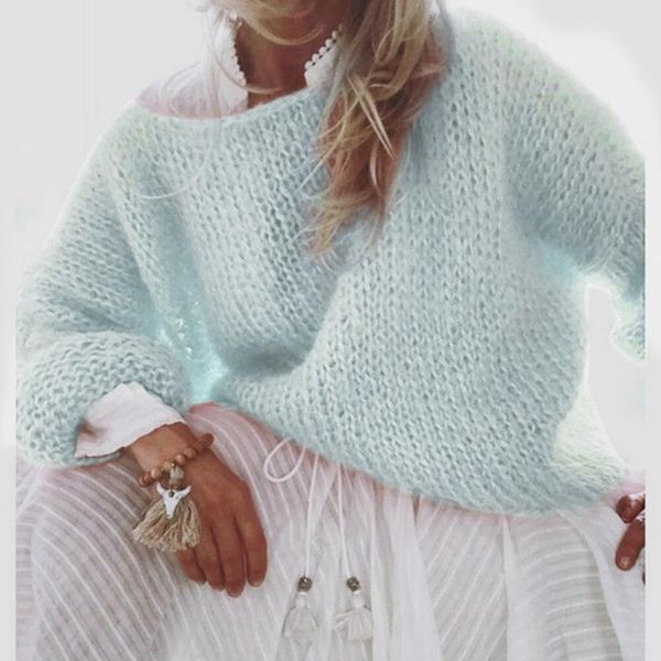 

mohair sweater women loose pullover sweater autumn winter lantern sleeve female oversized ladies jumper standard acrylic, White;black