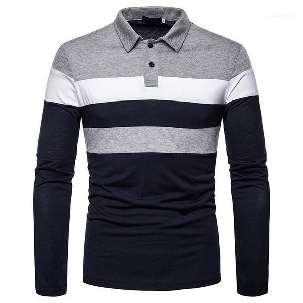 

polo fashion homme мужской tops 2020 повседневной осень отворот шея тройники mens конструктора панелями, White;black
