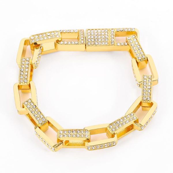 

big chain crystal bracelet hip-hop charm gift for man women rock wrist jewelry luxury zircon bracelet & bangle party gifts, Golden;silver