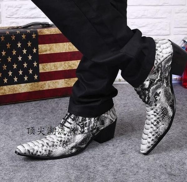 

men italian leather shoes alligator shoes for men crocodile skin pointed toe loafers mens formal high heel plus size46, Black