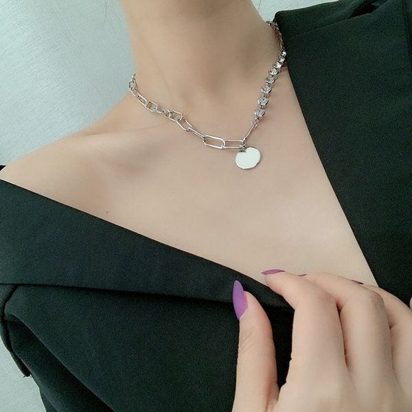 

дизайнер ювелирных изделия high-end ювелирных изделия круглого ожерелья женщины ожерелье punk metal hip hop, Silver