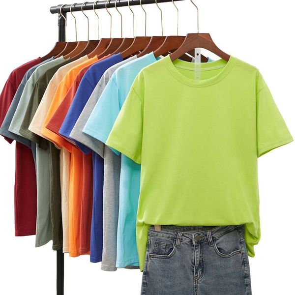 

2020 summer new solid color basic plain white t-shirt women cotton oversize casual short sleeve tees o-neck loose clothes