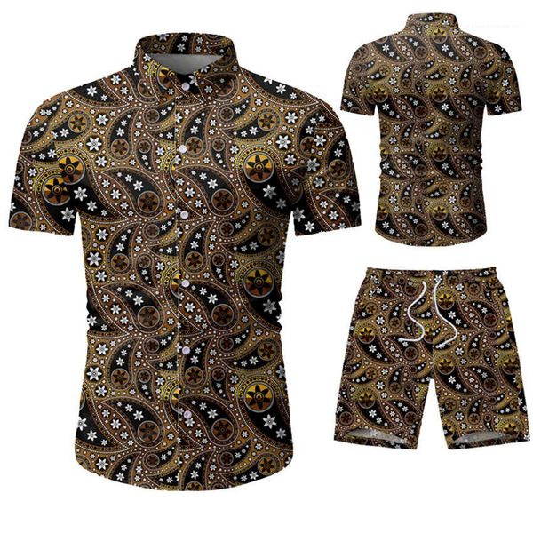 

tracksuits summer lapel neck short sleeve shirts shorts 2pcs sets streetstyle homme suits casual shirts mens, Gray