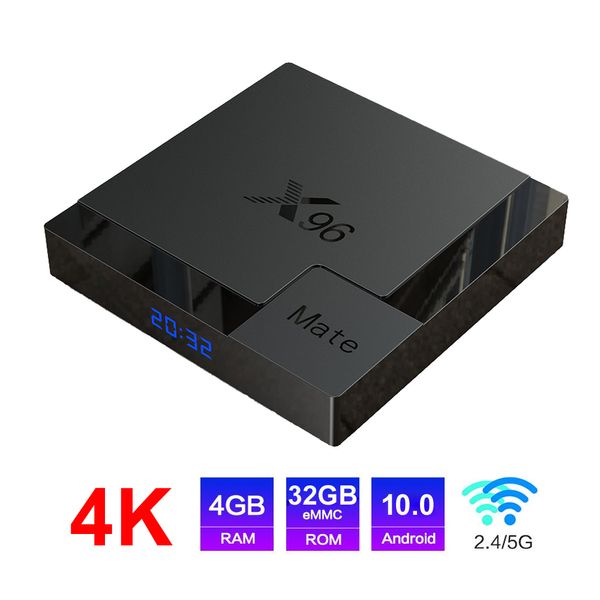 X96 Mate Android 10 Caixa de TV 4GB RAM 32GB Rom Allwinner H616 Quad Núcleo 2.4G 5G Dual Band Wifi Android10.0 TVBox 4G 32G Bluetooth