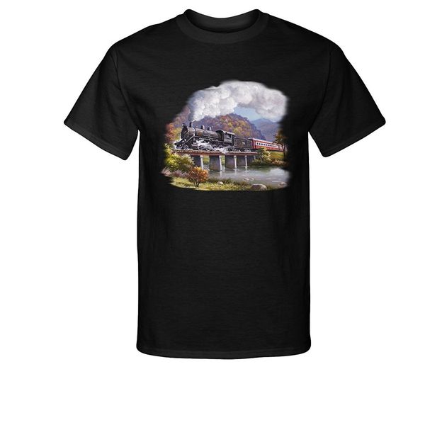 

sport 2019 fashion cotton tee shirt fashion iron horse train and bridge t-shirt