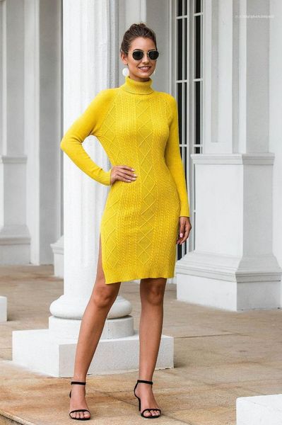 

neck long sleeve knitting dresses female clothing designer womens sweater dress autumn winter fashion high, Black;gray