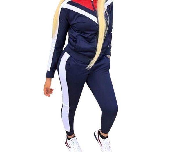 

full sleeve patchwork autumn winter tracksuit women set outfit fashion two pieces suits casual overalls black red jumpsuits s-3xl1, Gray