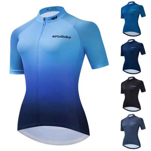 

wulibike 2020 new cycling jersey womens short sleeve mtb shirt with pockets breathable bicycle uv protective, Black;red
