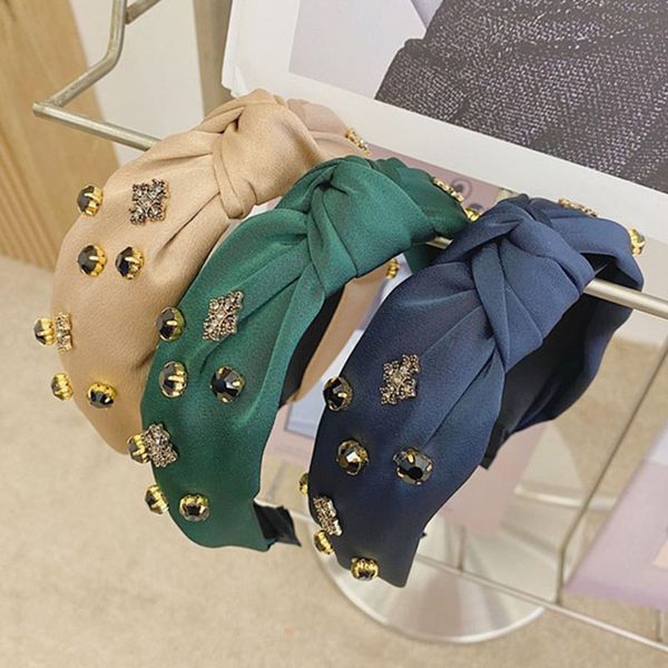 

hair accessories 2021 vintage rhinestone knot bezel band women headband girls hoop clips hairband opaska do wlosow