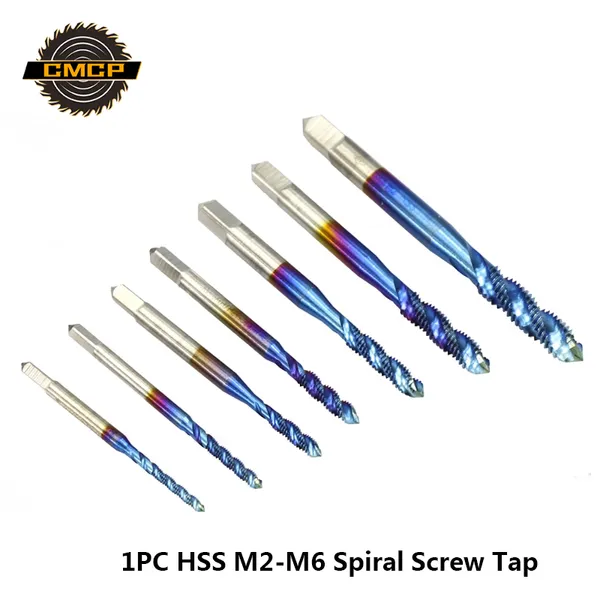 

1pc m2 m2.5 m3 m3.5 m4 m5 m6 spiral thread tap hss metric screw tap for metal drilling nano blue coated drill