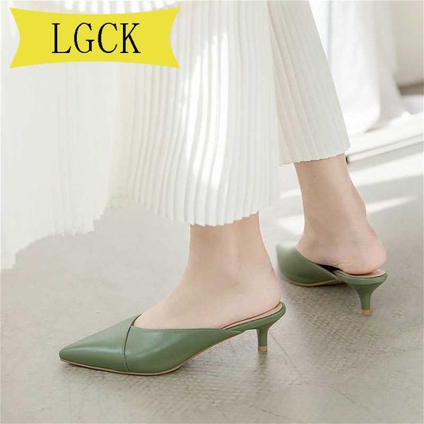 

plus size 34-43 new summer slippes women's shoes genuine leather handmade sweet dating sandals ladies elegant female slippers, Black