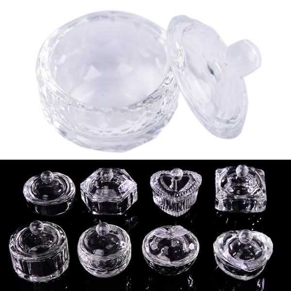 

1pcs acrylic powder liquid crystal glass dappen dish lid bowl cup holder manicure equipment nail tool for nail art, Silver