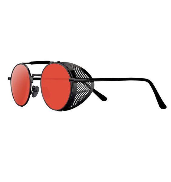 

gothic steampunk sunglasses men women vintage metal round sun glasses brand designer fashion goggle mirror uv400, White;black