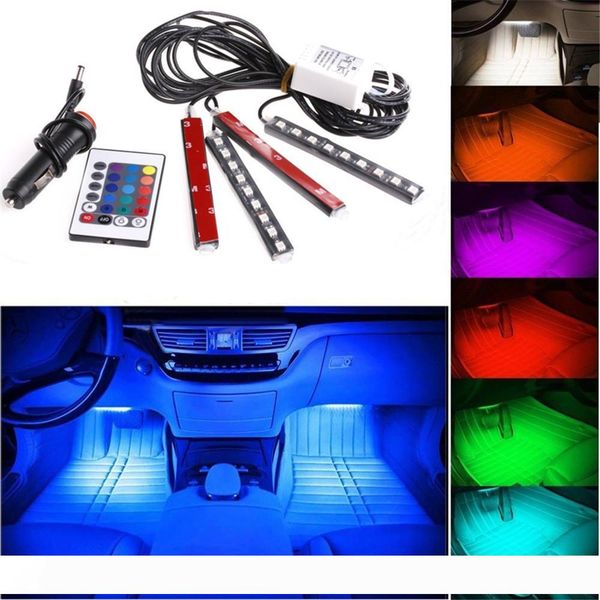 

20 sets 12V Flexible Car Styling RGB LED Strip Light Atmosphere Decoration Lamp Car Interior Neon Light with Controller Cigarette Lighter