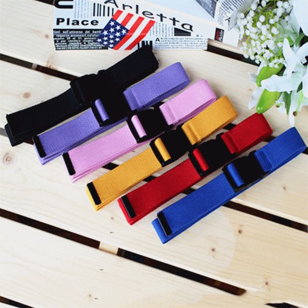 

116cm adjustable all-match belt girls boys korean style canvas belts harajuku buckle solid color long belts, Black;brown