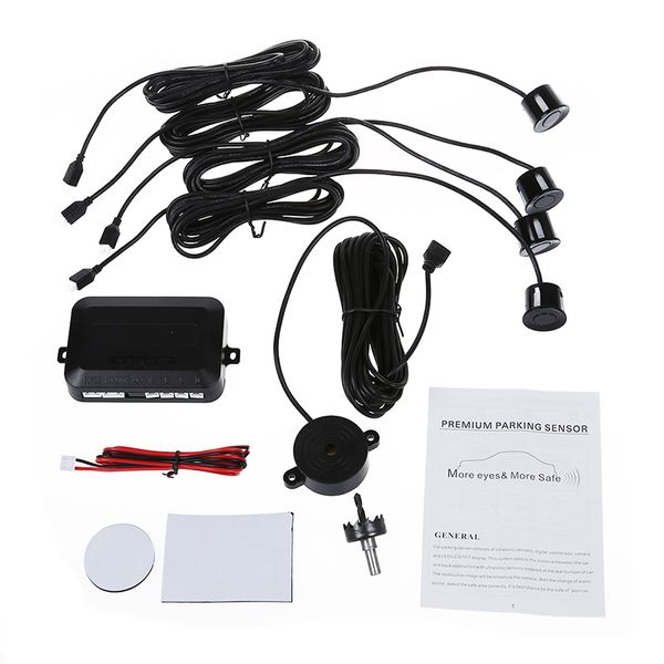 

digital reversing radar helps the parking with 4 sensors black car