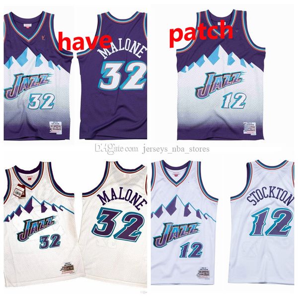 

mens utahjazzjersey john 12 stockton karl 32 malone donovan 45 mitchell basketball jerseys basketball shorts purple white 01, Black;red