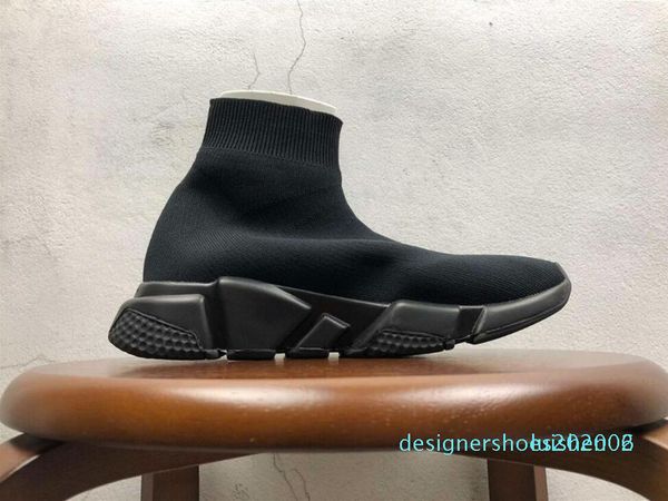 

with box big designer shoes speed trainer casual of triple socks flat fashion mens womens sports sneakers fashion size 36-47 d06, Black
