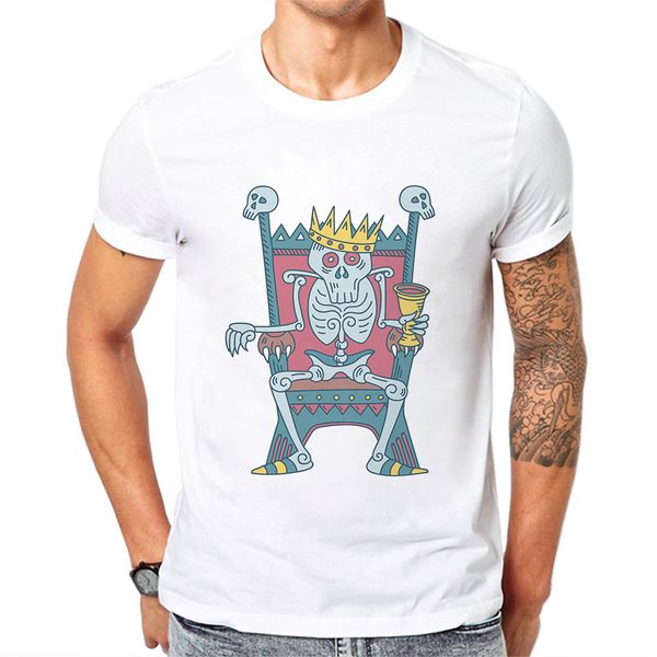 

new arrivals skeleton printed men white t-shirt half sleeve t shirt casual cotton tees shirts male clothes camisetas hombre