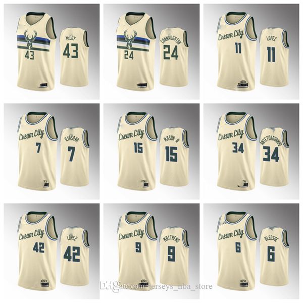 

milwaukee bucks men cream basketball jersey giannis antetokounmpo brook lopez wesley matthews ilyasova hill bledsoe ilyasova, Black;red