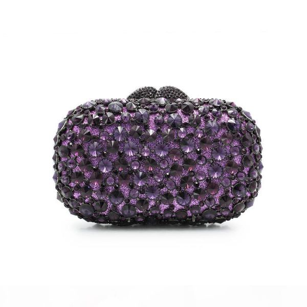 

designer-women purple rhinestones crystal evening clutche bag wedding dress bridal diamond chains shoulder handbags purses(8646a-s