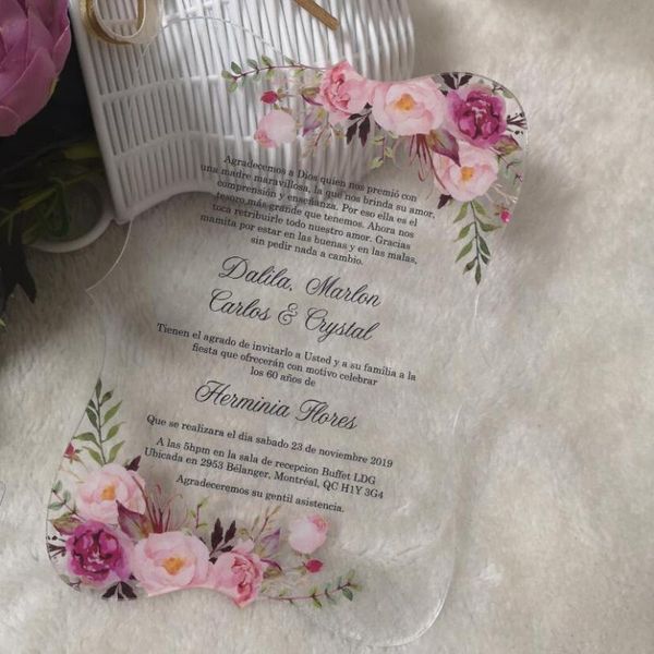 

10pcs plexiglass acrylic card flower design printing white letter