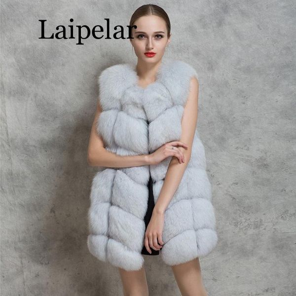 

laipelar new faux sliver fur vest women fur coat winter woman warm faux coat, Black